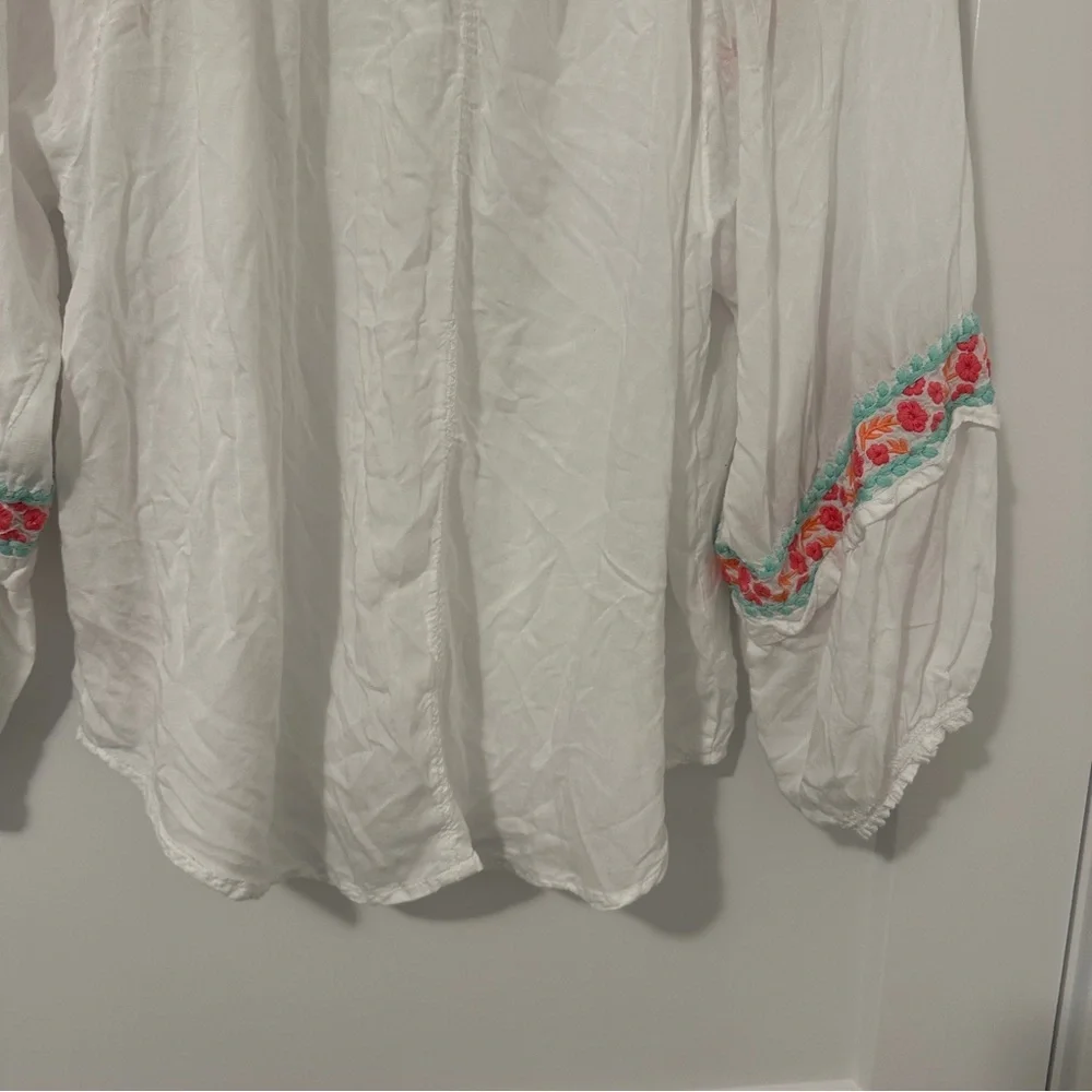 Hatley Embroidered White Long Sleeve Modal Tunic Size Small - Picture 12 of 15